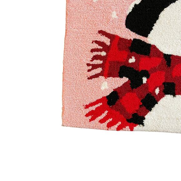 Nourison Hand Hooked Pink Christmas Accent Rug 27x45 Snowman Holiday Decor NEW - Picture 7 of 10